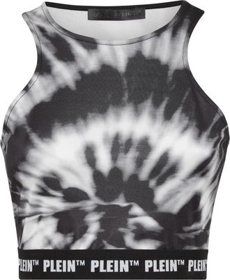 Philipp Plein Tank Crop Top Tie Dye - Dames - Tops zonder mouwen - Zwart - L - Polyester - Tops