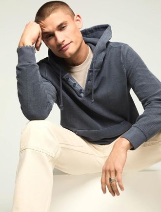Lucky Brand Mens Herringbone Jacquard Hoodie