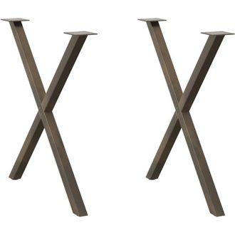 vidaXL Patas Para Mesa De Comedor En Forma De X (2 Unidades, Acero Natural, 80 X 72-73 Cm) Vidaxl