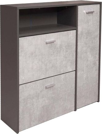 Dmora Mobile da ingresso Dafenagya, Entratina appendiabiti, Composizione per atrio, Consolle portaoggetti multifunzione, 92x27h94 cm, Antracite e Cemento