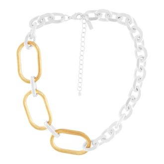 Dansk Copenhagen Tula In:store Short 2-Tone Link Necklace - Dames - Accessoires - Grijs - Maat: ONE Size