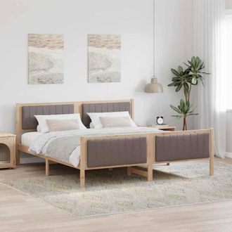Berkfield Home Bed frame Brown & taupe 180 x 200 cm Solid pine wood in Light Oak