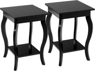 Costway Costway - Mesita De Noche, Mesa Auxiliar De 2 Piezas, Con Patas Curvadas Elegantes, Mesa Centro Abiertos De 2 Niveles, Mesillas De Noche Dormitorio Pa