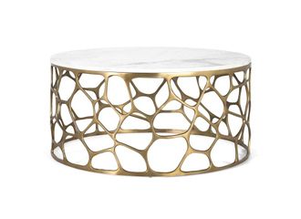 Giner&Colomer Mesa de centro con tapa de m&aacute;rmol y aluminio