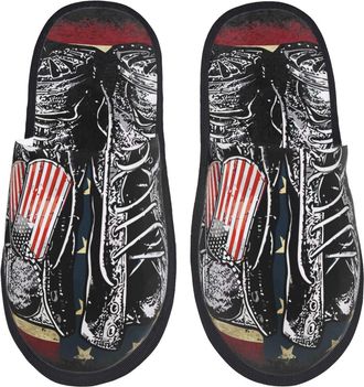 Generic House Slipper Veterans Day Print Lightweight Womens Slippers Plush Comfortable Home Slippers Travel Bedroom L