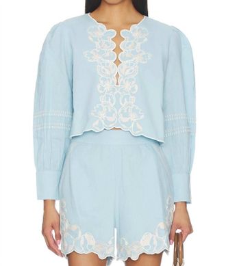 Cleobella Manon Embroidered Blouse In Glacier Lake