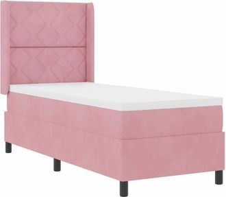 vidaXL Box Spring Bed with Headboard Pink 80 x 200 cm Velvet vidaXL