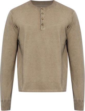 Rag & Bone Buttoned T-Shirt - Heren - Longsleeves - Bruin - M - Katoen - Tops