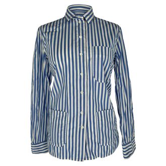 Celine Celine blouse met knoopsluiting en strepen in lichtblauw katoen