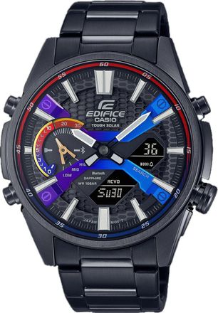 Casio Mens CASIO EDIFICE Precise Time Solar Energy Casual Watch Solar Powered Mens Black Analog ECB-S100HG-1A