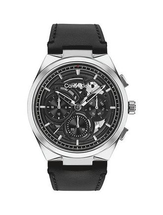 Calvin Klein Reloj Esqueleto Con Correa De Piel Multifunci&oacute;n
