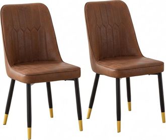 Urban Meuble Juego de 2 sillas de comedor marrones con patas negras y doradas