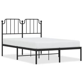 Berkfield Home Metal Bed Frame with Headboard Black 120x200 cm | Size: Small Double