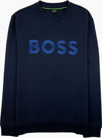 HUGO BOSS Mens Hugo Boss Salbo 1 Contrast Logo Relax Fit Sweatshirt Navy 402 - Black - Size: 2XL