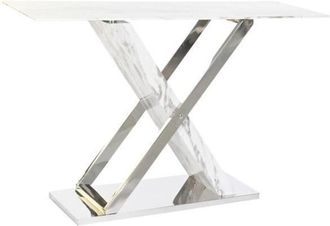 DKD Home Decor Console - Silver/White/Grey - Marble effect - 120x40x75cm