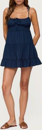 Edikted Sontana Tiered Tie Strap Minidress in Navy at Nordstrom, Size X-Large