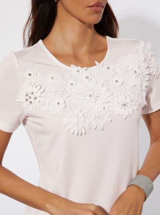 Cr&eacute;ation L Rundhalsshirt CREATION L Lyocell-Shirt, Damen, Gr. 38, ecru, 95% Lyocell, 5% Elasthan, unifarben, Rundhals, Shirts Rundhalsshirt