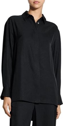 Theory High-Low Button-Up Shirt in Black at Nordstrom, Size X-Large