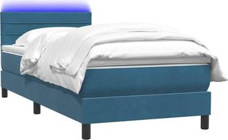 vidaXL Cama Box Spring Con Colch&oacute;n Terciopelo Azul Oscuro 90x210 Cm Vidaxl