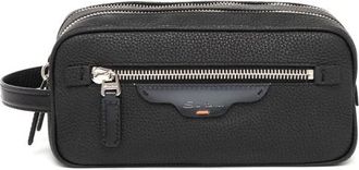 Santoni Beauty Case - Heren - Toilettassen - Zwart - ONE Size - Leer - Tassen