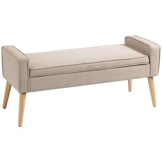 HOMCOM Banco de almacenaje 120x45x54 cm beige y madera natural