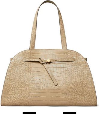 Tory Burch Romy Croc Embossed Leather Bauletto in Ginger Leaf at Nordstrom