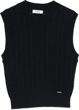 Sandro textured-knit sleeveless top - women - Lyocell/Cotton/Silk - 0 - Blue