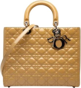Dior Pre-owned Lady Dior - Dames - Vintage Handtas - Beige - ONE Size - Leer - Vintage