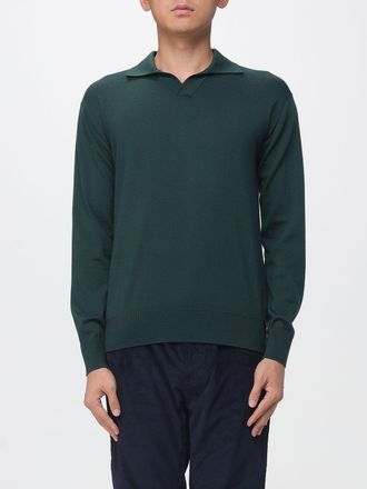 Paolo Pecora Long-Sleeved Wool Knit Polo with Classic Collar