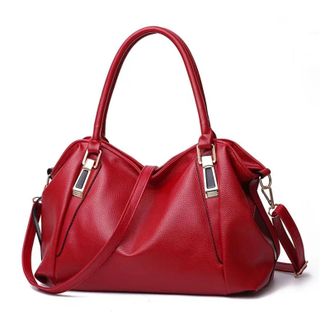 Generic Compatible For Women Shoulder Bag Solid Color Soft Large Capacity Crossbody Handbag(Burgundy)