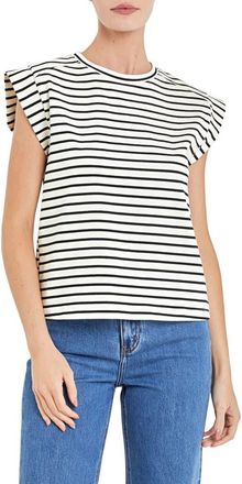 English Factory Stripe Cotton T-Shirt in White/Black at Nordstrom, Size Medium