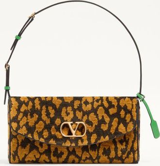 Valentino Garavani Valentino Garavani DeVain Small Shoulder Bag In Animalier Jacquard Fabric Wo