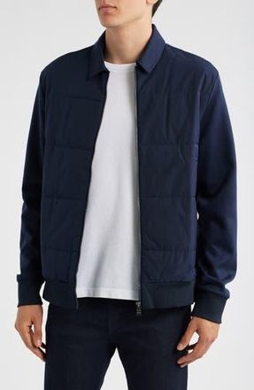 BOSS Sigmon Quilted Zip Jacket in Dark Blue at Nordstrom Rack, Size Large