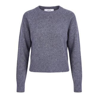 Jucca Truien & Vesten, Dames, Grijs, L, Katoen, Ronde hals gebreide kleding