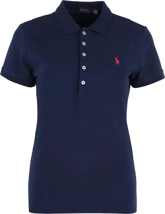 Polo Ralph Lauren Katoenen Piqu&eacute; Poloshirt met Elastaan - Dames - Polos - Blauw - XS - Katoen - Tops