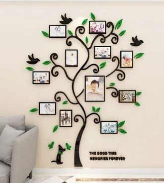OEM Pegatinas De Pared Con Motivo De &Aacute;rbol, Marco De Fotos, Pegatinas De Pared 3d Para Hacer T&uacute; Mismo, Sala De Estar, Habitaci&oacute;n, Regalo, Verde, Xxl