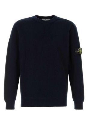 Stone Island Navy Blue Logo Sweaters