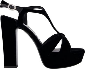 Jimmy Choo London Kesia 120 Sandalen - Dames - Sandalen met hakken - Zwart - 38 EU - Leer - Schoenen