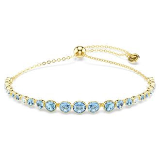 Swarovski Imber Bracelet, Round Cut, Blue, 18K Gold Finish