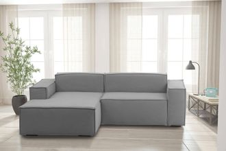 Talamo Italia Talamo Italia - Sof&aacute; Fijo Nadia, Sof&aacute; Modular 2 Plazas Pen&iacute;nsula Izquierda, 100% Made In Italy, Sof&aacute; Moderno En Tela, Cm 220x170h70, Gris, Con Embalaj