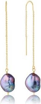 Set & Stones Sabina Pearl Threader Earrings in Gold /Peacock at Nordstrom