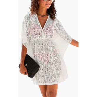 Lascana Womens Flowy Lace Cover Up in White at Nordstrom, Size 12