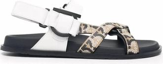 Ferragamo Womens Open Toe Buckled Sandals In White