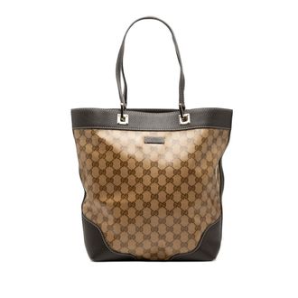 Gucci Beige Brown Pvc Leather Shoulder Bag Tote Bag (Pre-Owned)