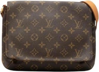 Louis Vuitton Pre-owned Musette Tango - Dames - Vintage Schoudertas - Bruin - ONE Size - Leer - Vintage