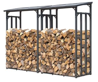 Quick-Star Quick-star - 2 St&uuml;ck Metall Kaminholzregal Anthrazit 130 X 70 X 185 Cm Garten Kaminholzunterstand 3,2 M&sup3; / 4-5 Srm Kaminholzlager Stapelhilfe Aussen