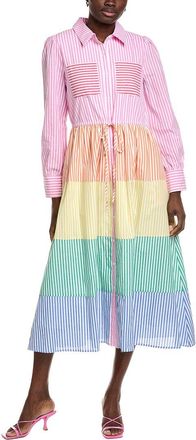 English Factory Colorblocked Shirt Midi Dress