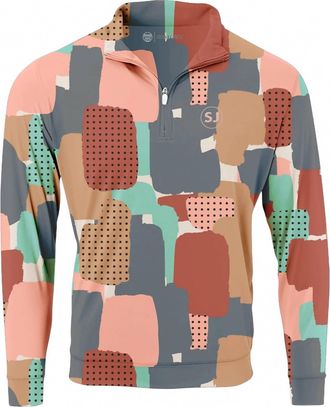 SwingJuice Mens Golf Abstract Camo Quarter Zip Sweatshirt In Multi
