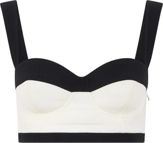 Moschino Tops, Dames, Wit, S, Wol, Korsett Top met Brede Bandjes