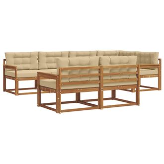 vidaXL Conjunto De Sof&aacute;s De Exterior Con Coj&iacute;n 7 Pcs Natural Y Beige Vidaxl